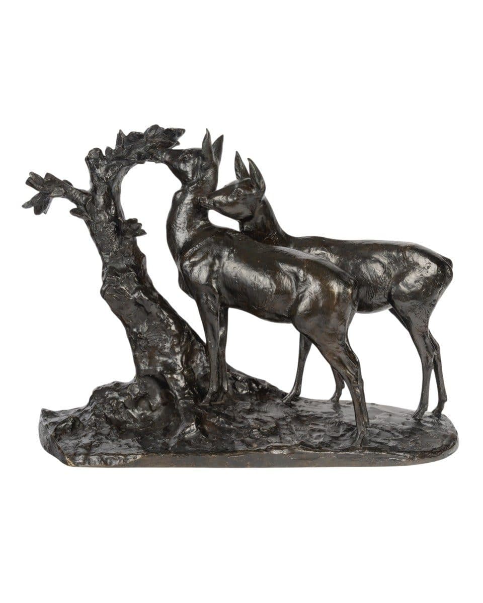 Deux chevrettes en bronze patiné