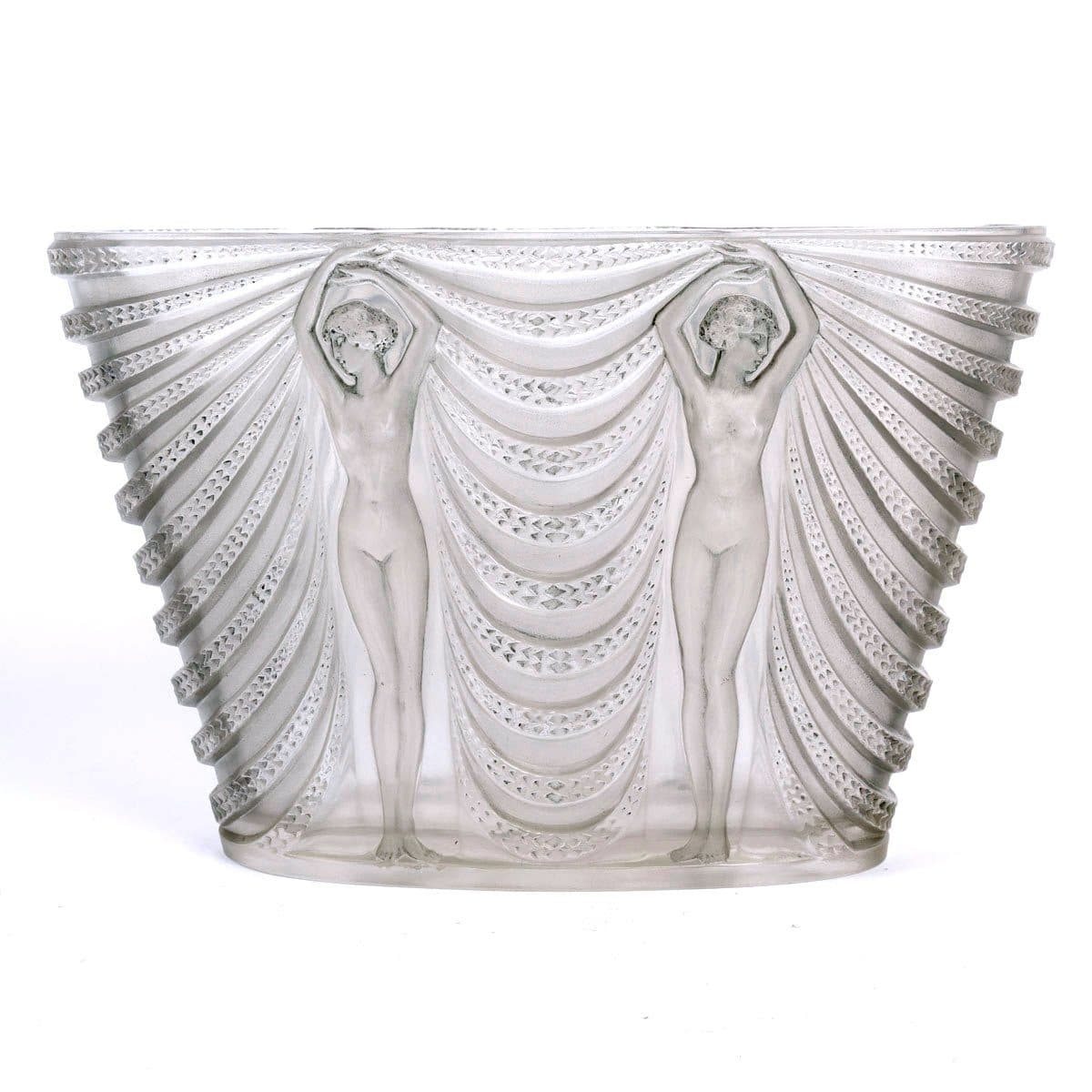 René Lalique Vase « Terpsichore » en verre blanc patiné bleu — vue 2