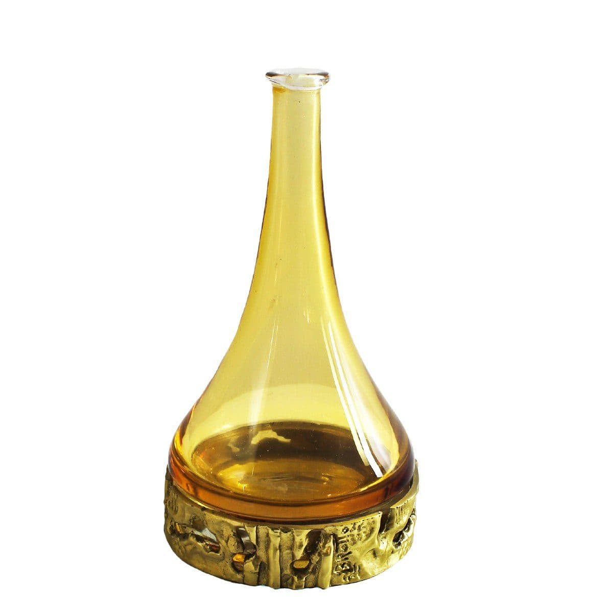 Murano Série de trois bouteilles en verre jaune et bronze — vue 2