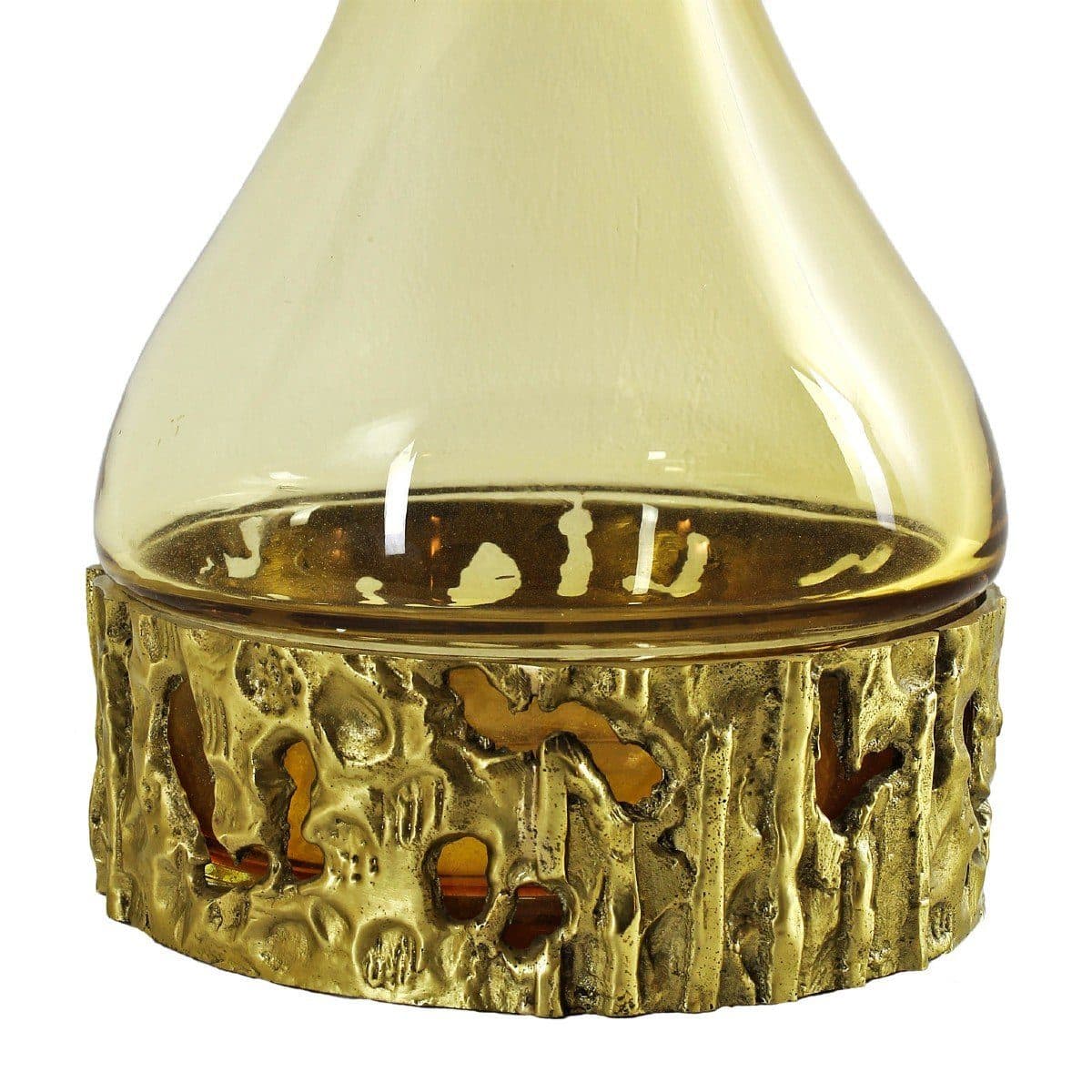 Murano Série de trois bouteilles en verre jaune et bronze — vue 7