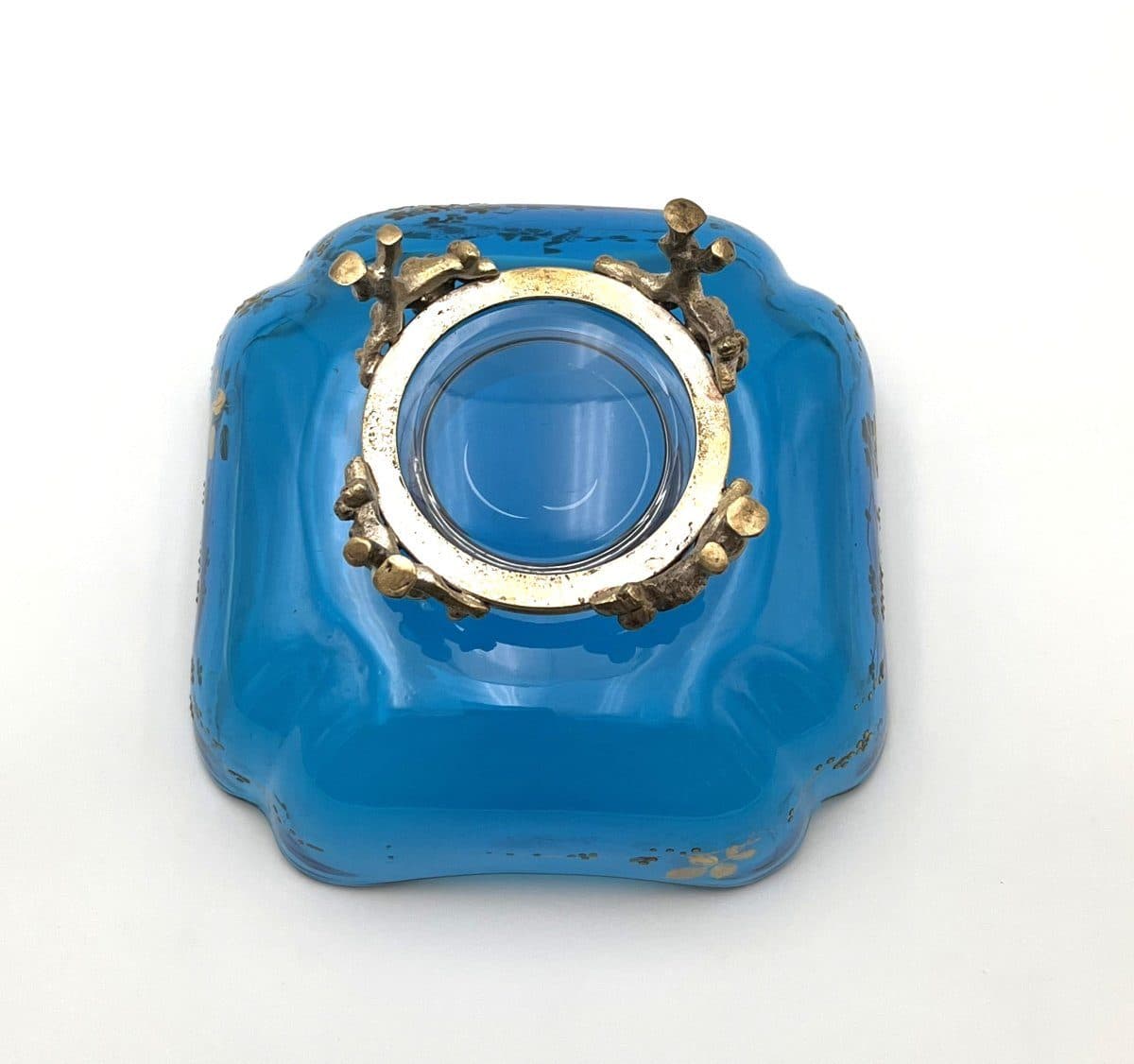 Baccarat Coupe en cristal bleu émaillé et bronze — vue 7