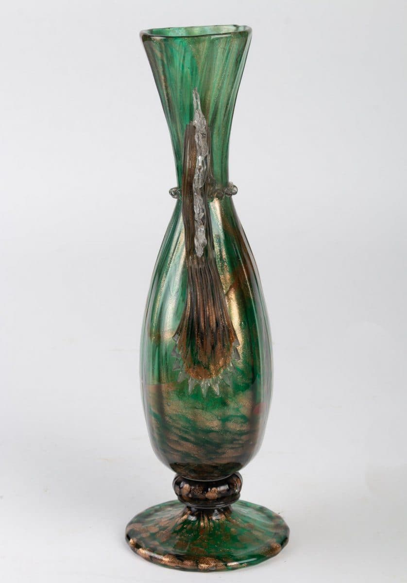 Salviati Vase vénitien vert émeraude et aventurine — vue 2