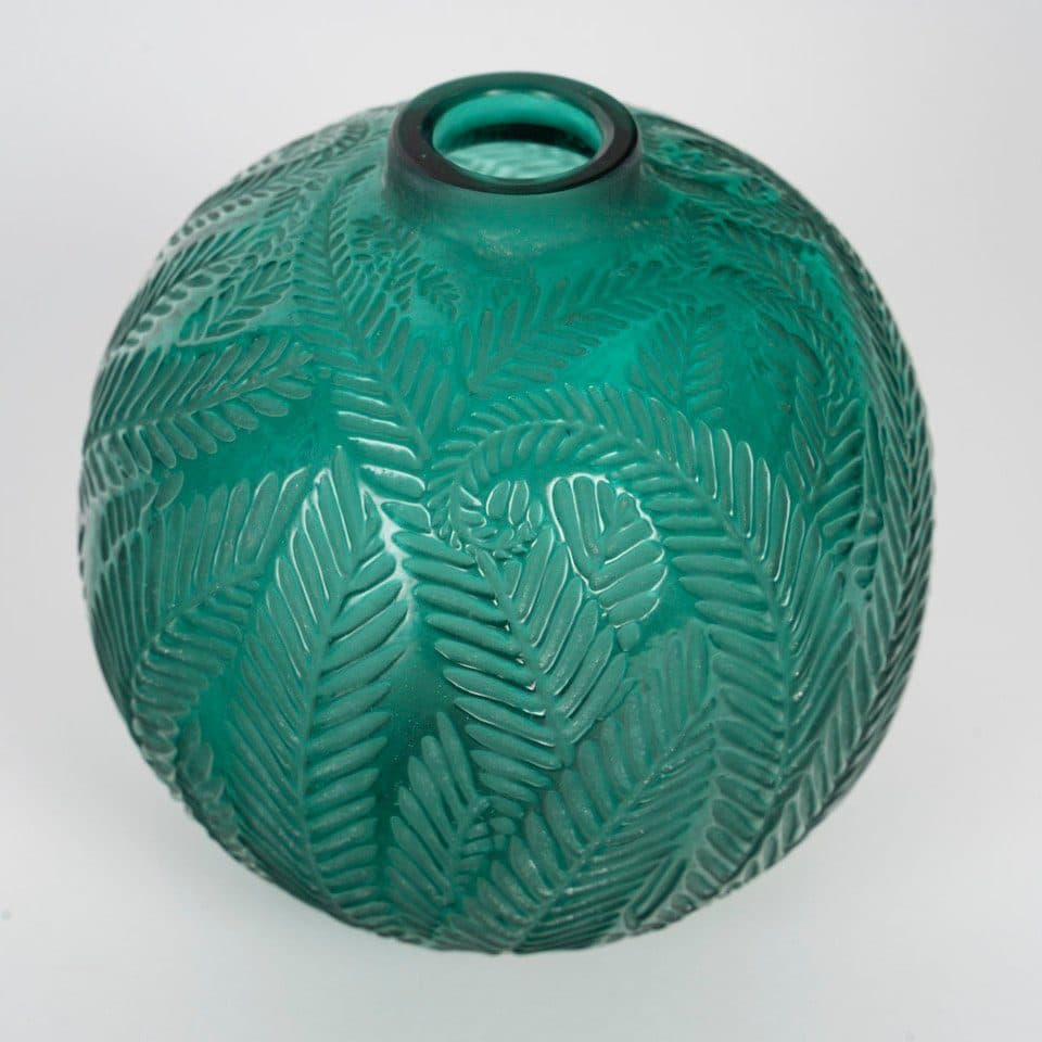 Vase « Palmes » René Lalique teinté vert — vue 2