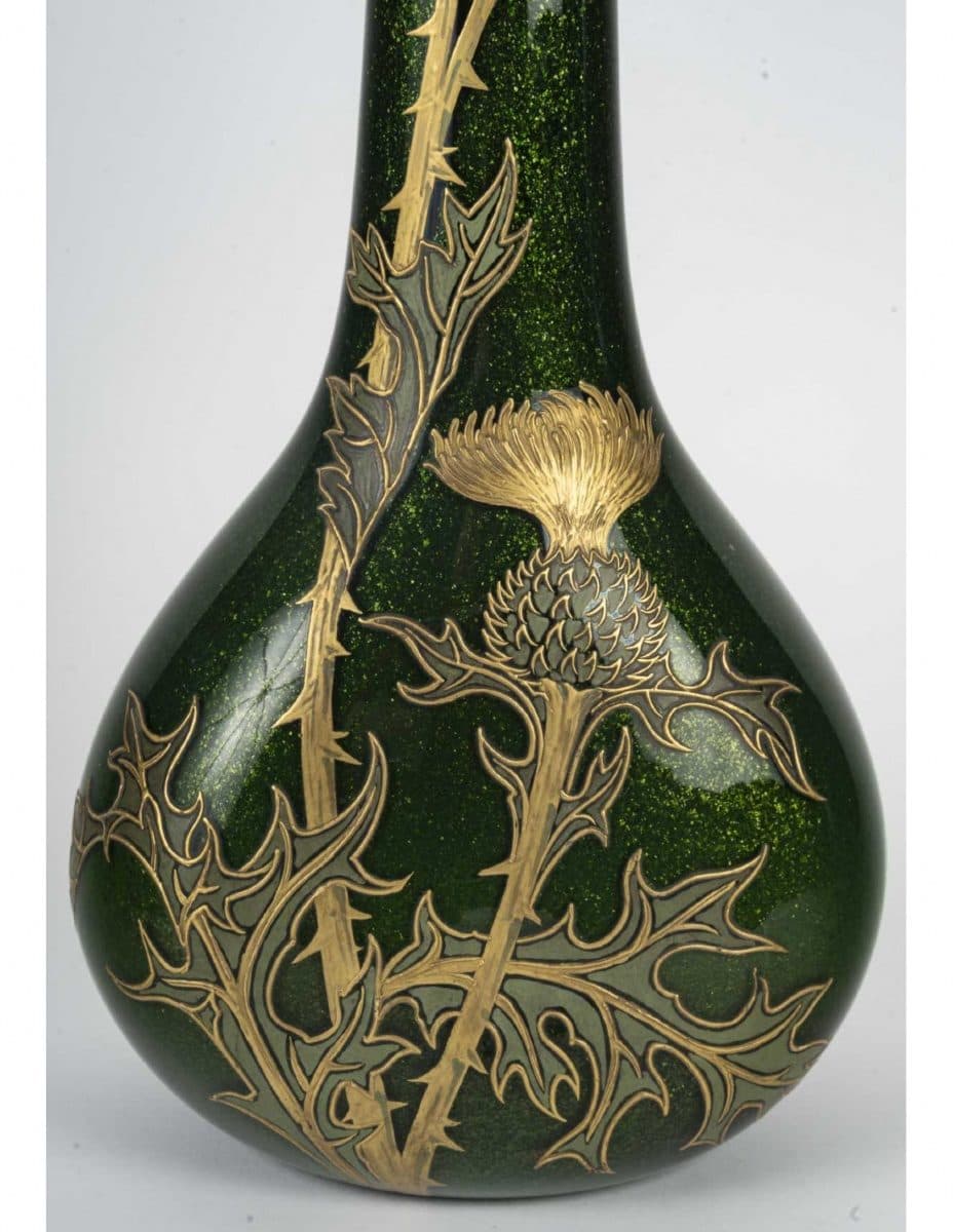 Grand vase en verre irisé à décor de chardons — vue 4