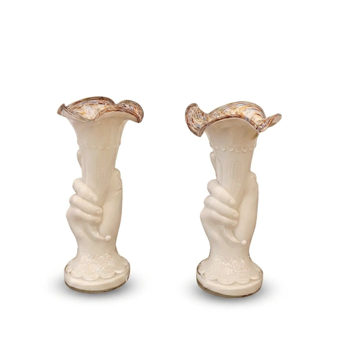 Murano Paire de vases en forme de corne d’abondance