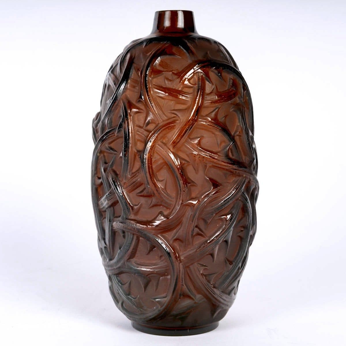 René Lalique Vase « Ronces » rouge ambré