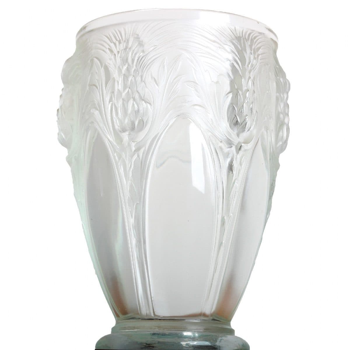 Vase aux chardons en verre moulé pressé