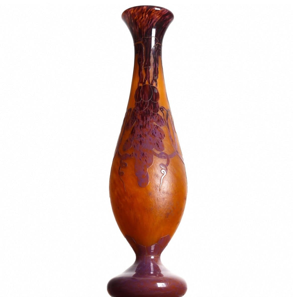 Grand vase aux raisins en verre multicouche